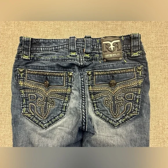 Men’s Rock Revival Dark Blue Straight Jeans - Picture 3 of 12